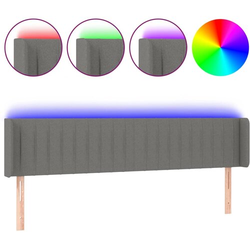 Maison Chic led posteljno vzglavje - vzglavna omarica - nočna omarica temno sivo 183x16x78/88 cm blago, (21709452) Slike