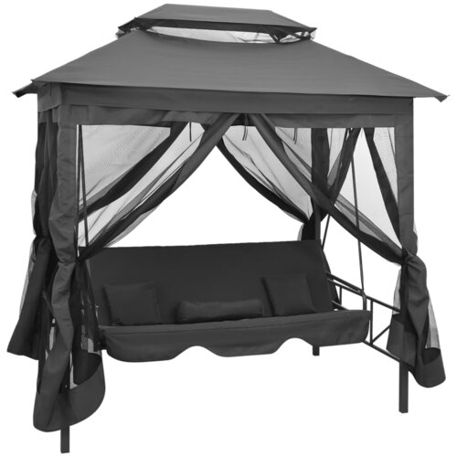 The Living Store Zunanja gugalnica s streho antracitna 220x160x240 cm jeklo - Zunanja Gugalnica, (21746646) Slike