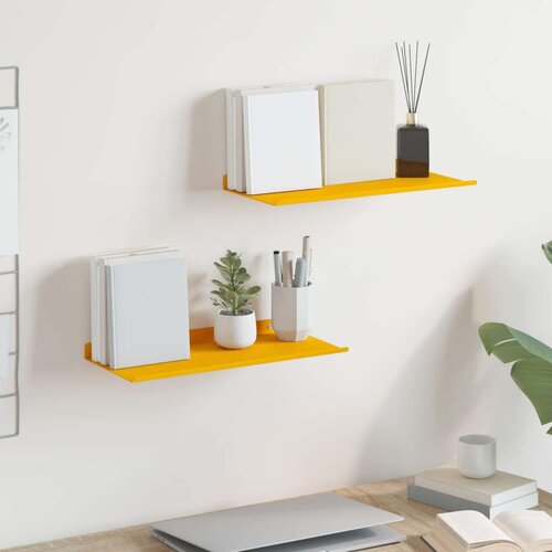  Polica na zidu s policom Zidne 2 pcs Žuta 40 x 18 x 2 5 cm - žuta boja senfa 40 x 18 cm 2 Cijene