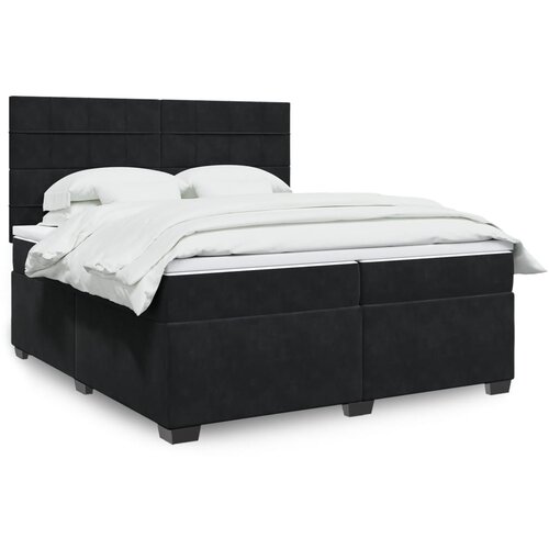 vidaXL Box spring postelja z vzmetnico črna 200x200 cm žamet Cene