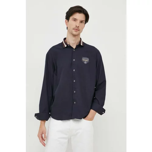 Armani_Exchange Košulja za muškarce, boja: tamno plava, relaxed, s klasičnim ovratnikom