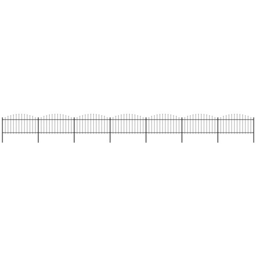 VidaXL Vrtna ograda s ukrasnim kopljima (1,25-1,5) x 11,9 m čelična crna Slike