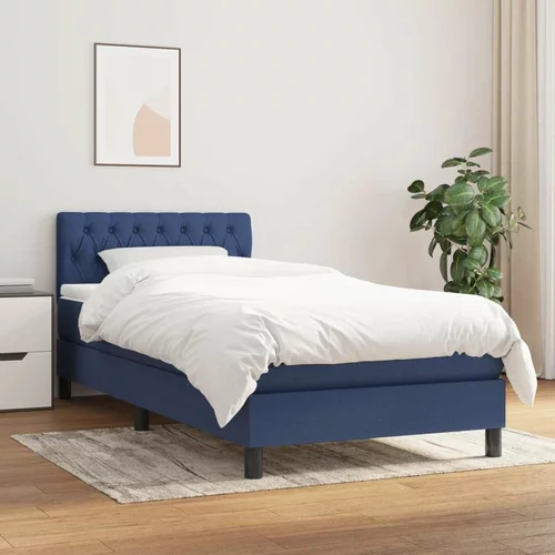  Box spring postelja z vzmetnico moder 90x200 cm blago, (20894584)