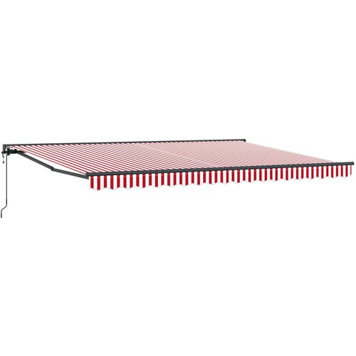 vidaXL Retraktilna tenda Rdeča in bela črta 450x300 cm blago - - Rdeča - 36.39 - 450x300 cm - 2025- Cene