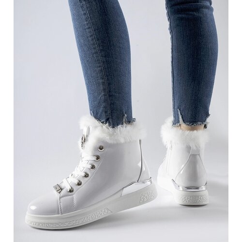 Gemre White patent leather sneakers with fur Fiemme Cene