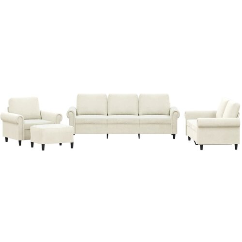  4-dijelni set sofa s jastucima krem bar&amp;scaron;unasti Krema Slike