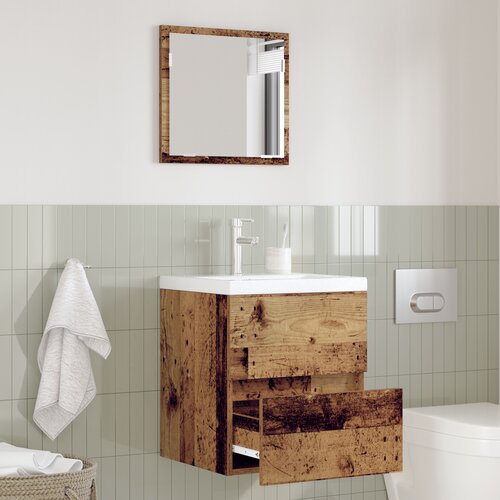 VidaXL Ormar za kupaonicu Staro drvo MDF s furnirom Srednji Slike