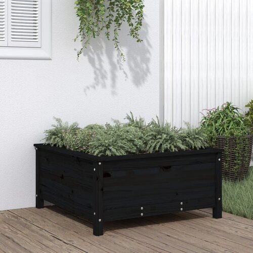 VidaXL Vrtna sadilica crna 82 5 x 82 5 x 39 cm od masivne borovine Slike