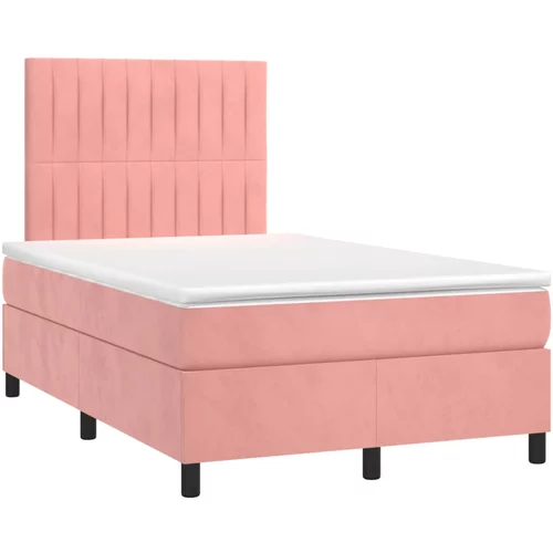 vidaXL Box spring postelja z vzmetnico roza 120x190 cm žamet, (21111938)