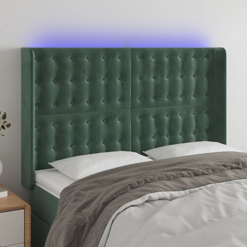  the living store led posteljno vzglavje temno zeleno 147x16x118/128 cm žamet - led vzglavje, (21487823) Slike