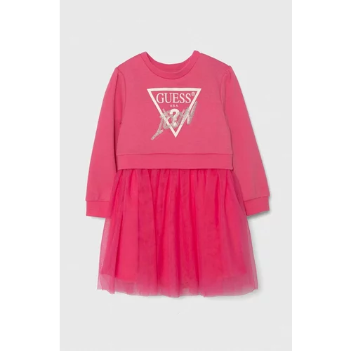 Guess Otroška bombažna obleka roza barva, K4YK09 KB8R0