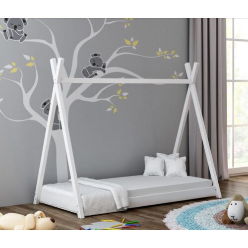 Drveni dečiji krevet tipi - beli - 200*90 cm Slike
