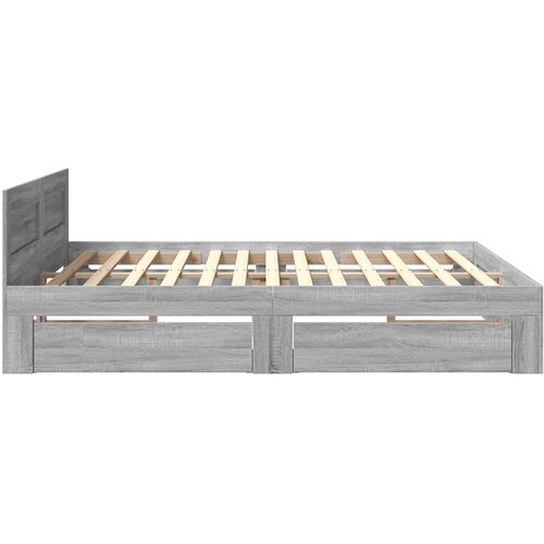  Okvir za krevet s uzglavljem boja hrasta 200x200 cm drveni Siva 200 x 200 cm Slike