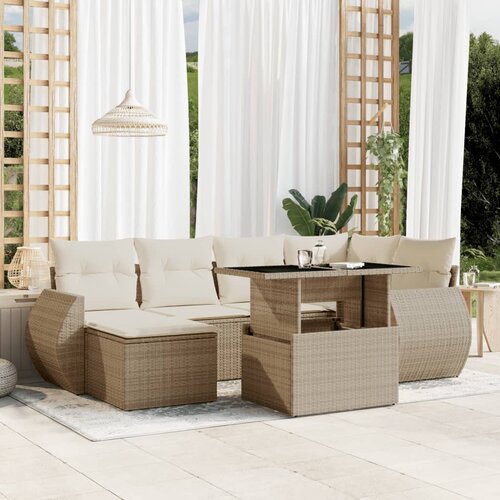  7-dijelni set vrtnih sofa od poliratana s jastucima bež 100 x 55 x 73 cm Cene