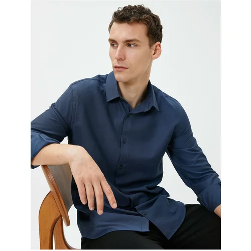Koton Basic Shirt Classic Collar Long Sleeved One Buttons