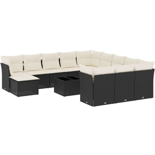 VidaXL 13-dijelni set vrtnih sofa s jastucima poliratan crni Slike