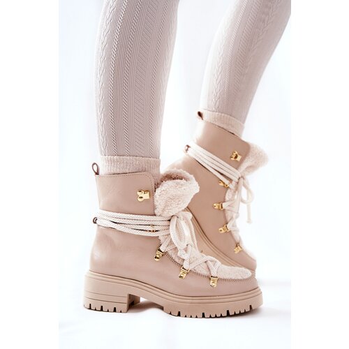 Lewski Shoes Leather Trapper Boots Tied Lewski Light Beige 3116 Slike