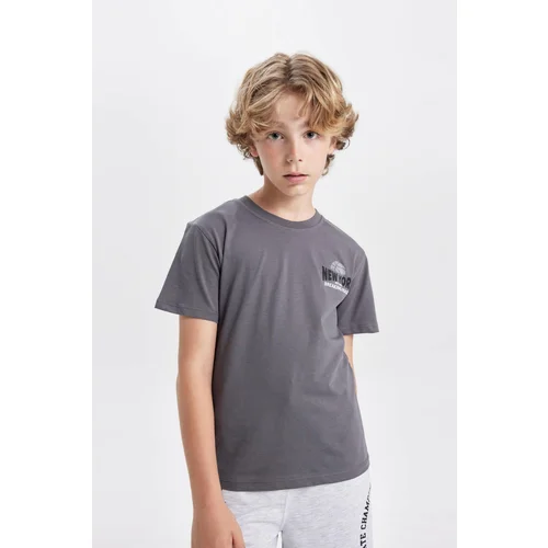 Defacto Boy's Crew Neck Printed Short Sleeve T-Shirt