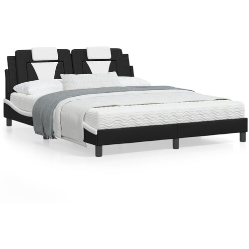 VidaXL Okvir kreveta s uzglavljem crno-bijeli 160x200 cm umjetna koža Slike