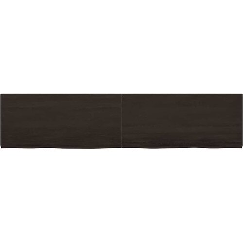  Zidna polica tamnosmeđa 220x50x(2-4) cm od obrađene hrastovine Slike