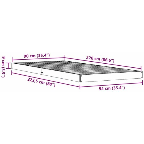  Krevet s daskama Bijelo 90 x 220 cm Čvrsto borovo drvo Slike