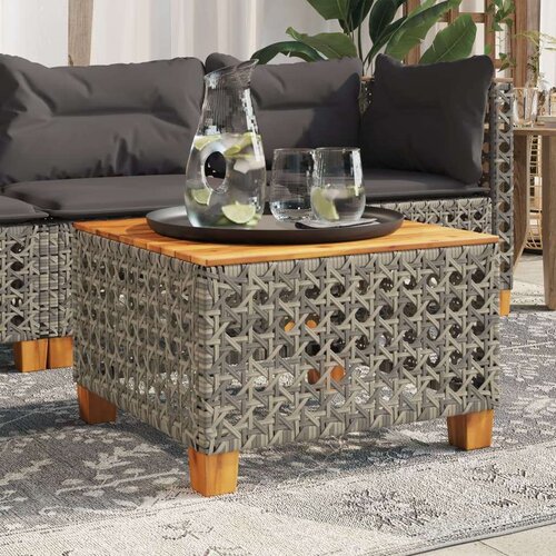 VidaXL vrtni stol sivi 55 x 55 x 36 cm od poliratana i bagremovog drva Slike
