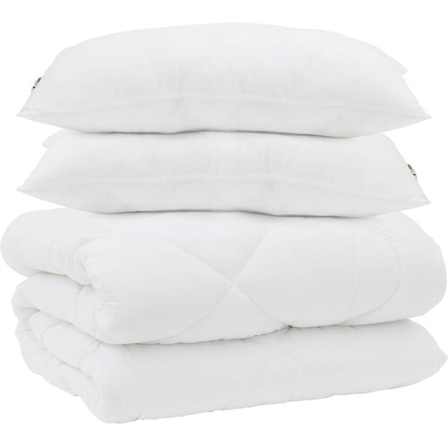  Duvet s jastucima s jastukom 3 kom. Bijelo Mikrofibra i Pero Bijela 260 x 220 cm,40 x 80 cm Slike
