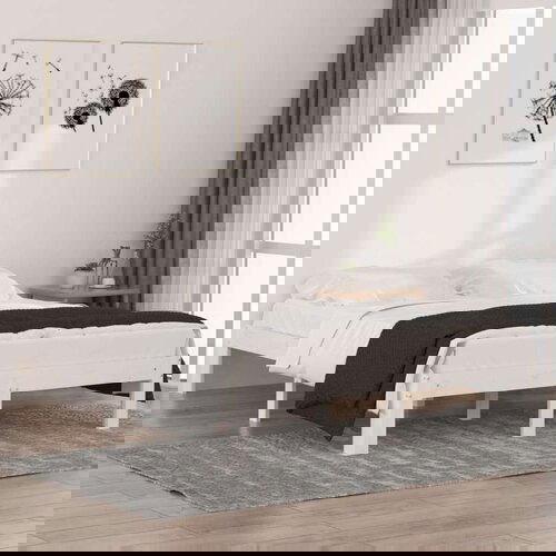  Okvir za krevet od masivne borovine bijeli 140 x 190 cm Slike