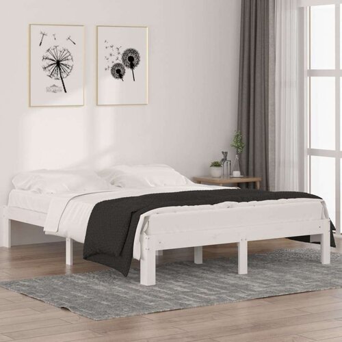  Posteljni okvir bel iz trdne borovine 140x190 cm, (20601641) Slike