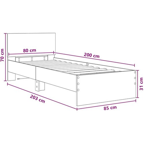  Okvir za krevet s LED svjetlom Dimljeni hrast 80 x 200 cm - Dimljeni hrast Slike