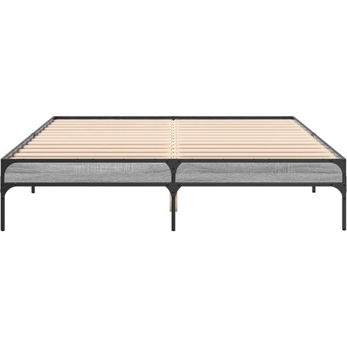  Okvir kreveta boja hrasta 160x200 cm konstruirano drvo i metal Siva 160 x 200 cm Slike