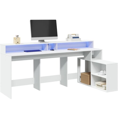 vidaXL Radni stol LED bijeli 200 x 104 x 91 cm od konstruiranog drva Cijene