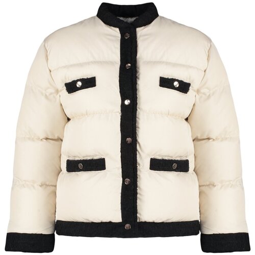 Trendyol Ecru Oversize Pocket Detailed Water Repellent Inflatable Coat Slike