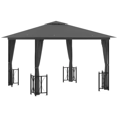 vidaXL Paviljon s stranicami in dvojno streho 3x3 m antracit, (20703187)