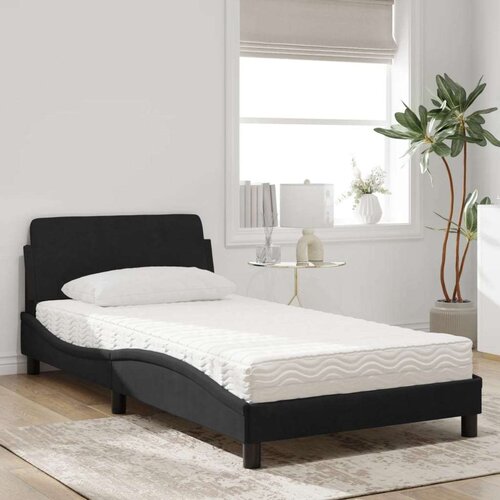 VidaXL Krevet s madracem crni 100x200 cm bar&amp;scaron;unasti Slike