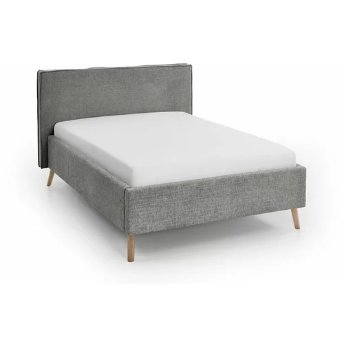 Meise Möbel Sivi tapecirani bračni krevet s prostorom za odlaganje s podnicom 140x200 cm Riva –