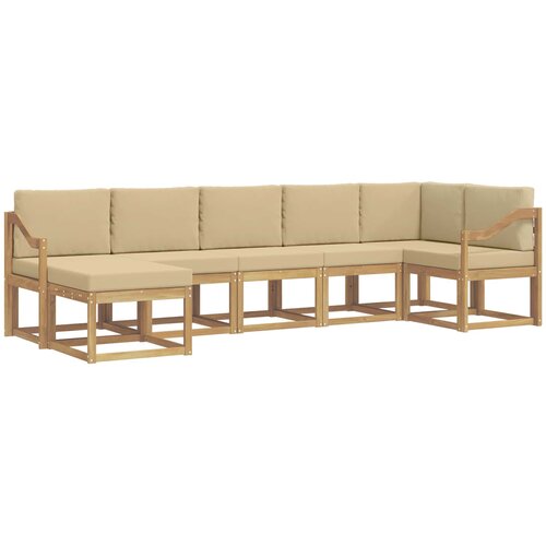 vidaXL Zunanja garnitura za sedenje 7 pcs Bela in bež Poliester, (5000281619) Cene