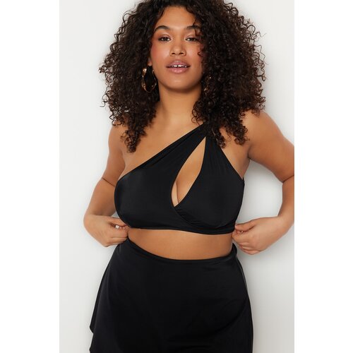 Trendyol curve plus size bikini top - black - plain Slike