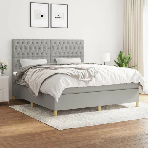 Box spring postelja z vzmetnico svetlo siva 180x200 cm blago, (20846614)