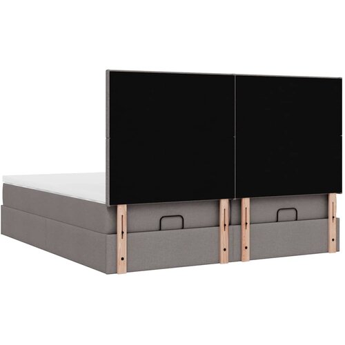  Ottoman krevet s madracima i LED diodama boje taupe 160x200 cm, tkanina Slike