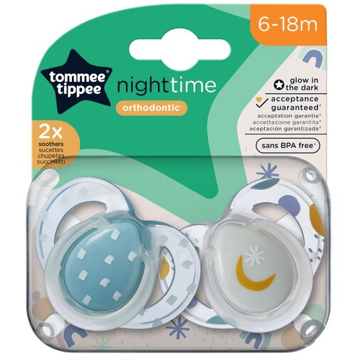 Tommee Tippee tolažilna duda - silikon nočna, 6-18m, sort, 2/1, Cene