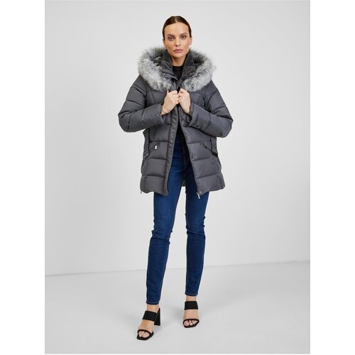 Orsay Dark gray Ladies Winter Quilted Jacket with Strap - Women Slike