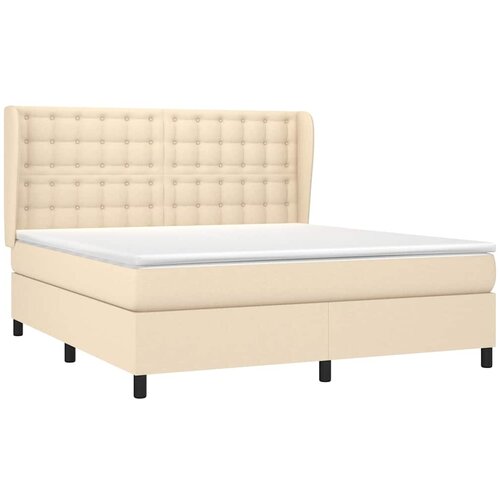  Krevet s oprugama i madracem krem 160x200 cm od tkanine Slike