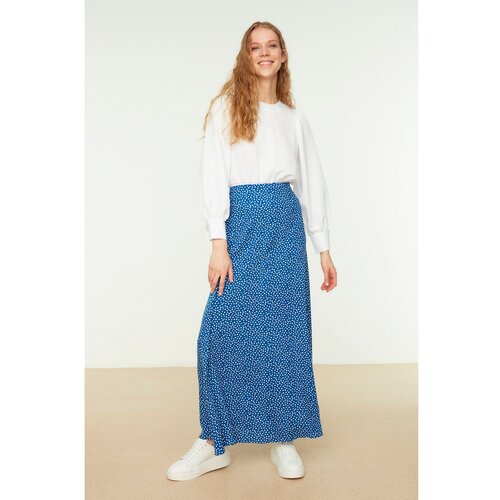 Trendyol Indigo Polka Dot Patterned Bell Woven Skirt Cene