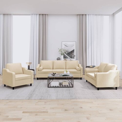  3-dijelni set sofa s jastucima krem od mikrovlakana Cijene