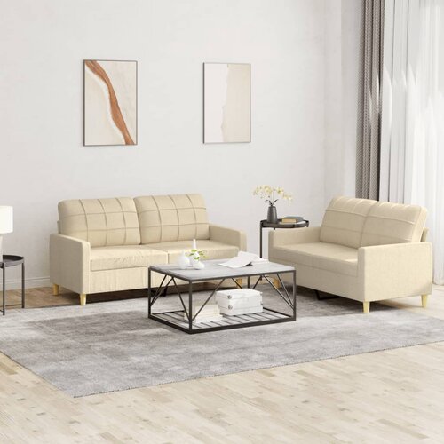  2-dijelni set sofa s jastucima krem od tkanine Slike