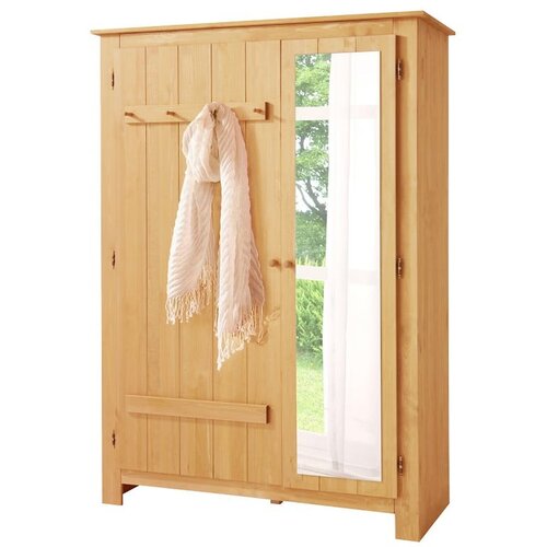 St&amp;oslash;raa Garderobna omara iz masivnega bora z ogledalom v naravni barvi 120x170 cm Bertram &amp;ndash; Slike