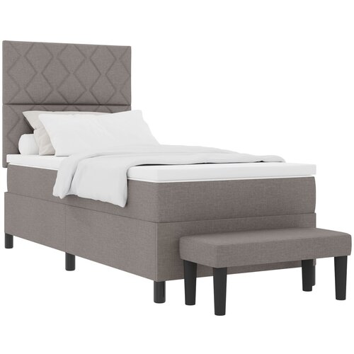 VidaXL krevet s kutijom s madracem i klupom taupe 100x200 cm tkanina Slike