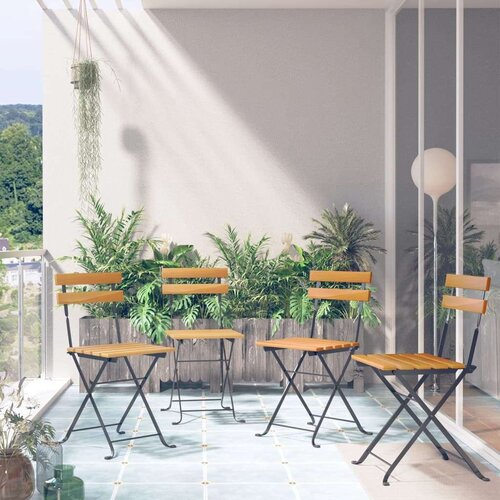  Sklopive bistro stolice 4 kom od masivnog bagremovog drva Slike