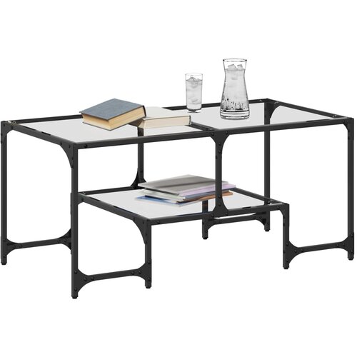  Stolić s prozirnom staklenom povr&amp;scaron;inom 98,5x50x45 cm čelik Slike